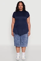 Womens Plus Kangaroo Pocket Tunic Hooded Top,