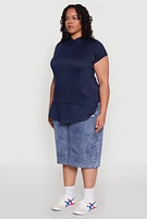 Womens Plus Kangaroo Pocket Tunic Hooded Top,