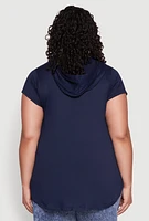 Womens Plus Kangaroo Pocket Tunic Hooded Top,