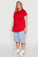 Womens Plus Kangaroo Pocket Tunic Hooded Top,