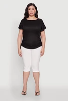 Womens Plus Drawstring Side Flutter Sleeve Top,