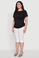 Womens Plus Drawstring Side Flutter Sleeve Top,