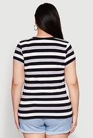 Womens Plus Striped Tee, Multi,