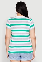 Womens Plus Striped Tee, Multi,