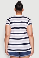 Womens Plus Size Striped Tee, Multi, Size 1X