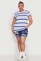 Womens Plus Striped Tee, Multi,