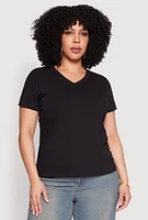 Womens Plus V Neck Short Sleeve Top, 2X