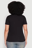 Womens Plus V Neck Short Sleeve Top, 2X