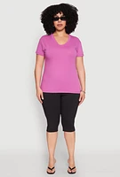 Womens Plus V Neck Short Sleeve Top, 1X