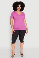 Womens Plus V Neck Short Sleeve Top, 1X