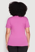 Womens Plus V Neck Short Sleeve Top, 1X