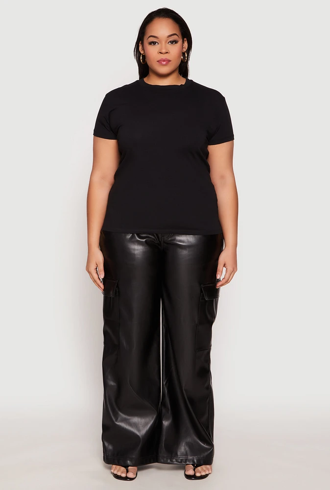 Womens Plus Short Sleeve Crew Neck T Shirt,
