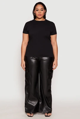 Womens Plus Short Sleeve Crew Neck T Shirt,