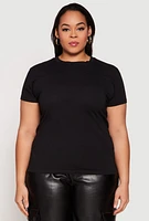 Womens Plus Short Sleeve Crew Neck T Shirt,