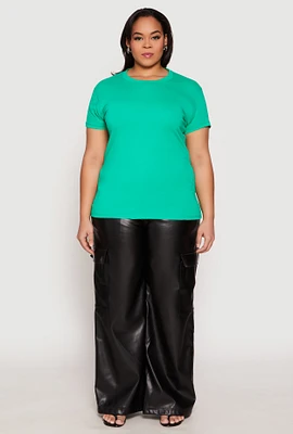 Womens Plus Short Sleeve Crew Neck T Shirt,