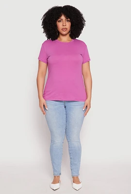 Womens Plus Short Sleeve Crew Neck T Shirt,