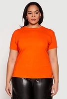 Womens Plus Short Sleeve Crew Neck T Shirt,
