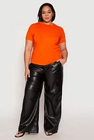 Womens Plus Short Sleeve Crew Neck T Shirt,