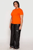 Womens Plus Short Sleeve Crew Neck T Shirt,