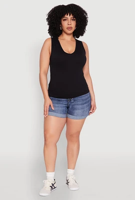 Womens Plus Seamless V Neck Rib Knit Top,