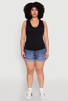 Womens Plus Seamless V Neck Rib Knit Top,