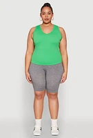 Womens Plus Seamless V Neck Rib Knit Top, 2X-3X
