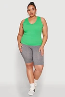 Womens Plus Seamless V Neck Rib Knit Top, 2X-3X