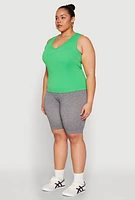 Womens Plus Seamless V Neck Rib Knit Top, 2X-3X