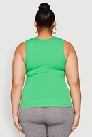 Womens Plus Seamless V Neck Rib Knit Top, 2X-3X