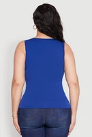 Womens Plus Size Seamless V Neck Rib Knit Top, Blue, Size 1X-2X