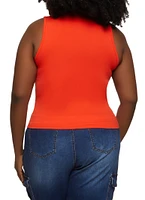 Womens Plus Size Basic Seamless Tank Top, Orange, Size 2X-3X