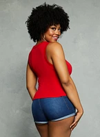 Womens Plus Size Seamless Scoop Neck Tank Top, Red, Size 1X-2X