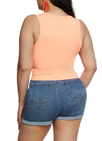 Womens Plus Size Seamless Scoop Neck Tank Top, Orange, Size 1X-2X