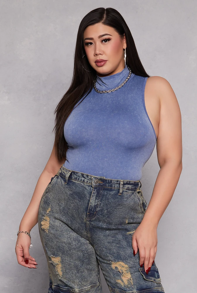 Womens Plus Mock Neck Tank Top,