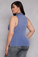 Womens Plus Mock Neck Tank Top,