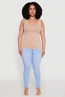 Womens Plus Trendy Mineral Wash Side Ruched Tank Top,