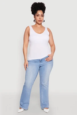 Womens Plus Size Seamless Shelf Bra Tank Top, White, Size 2X-3X