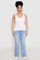 Womens Plus Size Seamless Shelf Bra Tank Top, White, Size 2X-3X