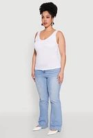 Womens Plus Size Seamless Shelf Bra Tank Top, White, Size 2X-3X
