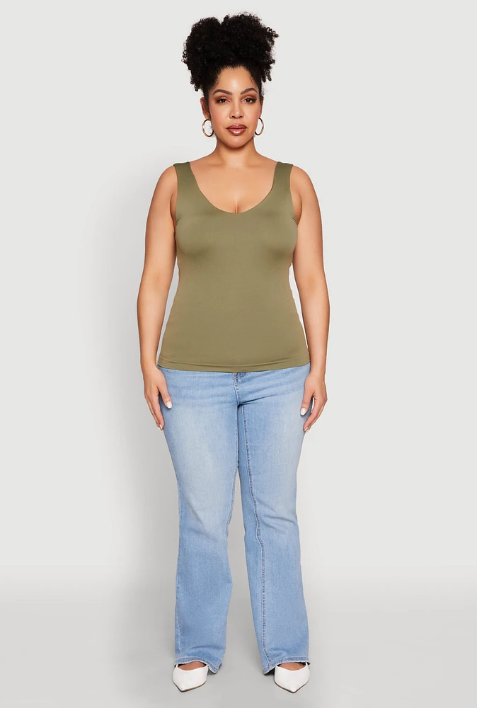 Womens Plus Seamless Shelf Bra Tank Top,