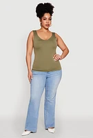 Womens Plus Seamless Shelf Bra Tank Top,