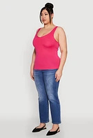 Womens Plus Seamless Shelf Bra Tank Top, 1X-2X