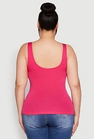 Womens Plus Seamless Shelf Bra Tank Top, 1X-2X