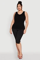 Womens Plus Seamless Rib Knit Tank Top, 1X-2X