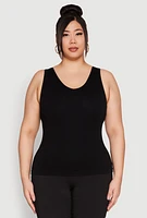 Womens Plus Seamless Rib Knit Tank Top,