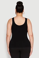 Womens Plus Seamless Rib Knit Tank Top,