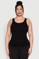 Womens Plus Seamless Rib Knit Tank Top,