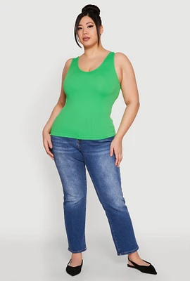 Womens Plus Seamless Rib Knit Tank Top,