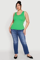 Womens Plus Seamless Rib Knit Tank Top, 2X-3X