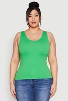 Womens Plus Seamless Rib Knit Tank Top, 2X-3X
